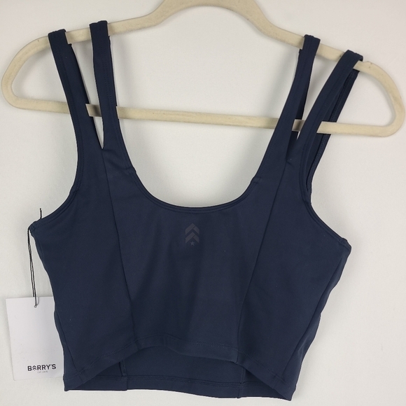 NEW BARRY'S Women's Ink Blue Split Strap Tank Top Sz XS. Built in Bra. MSRP $68 - Picture 4 of 9